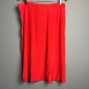 Vtg Barrie Pace Silk Flair Skirt‎ Sz 16 Red Midi Straight Career Business Womens